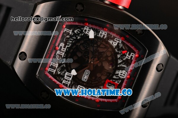Richard Mille RM 007 Miyota 9015 Automatic PVD Case with Arabic Numeral Makrers Skeleton Dial and Black Rubber Strap - Click Image to Close